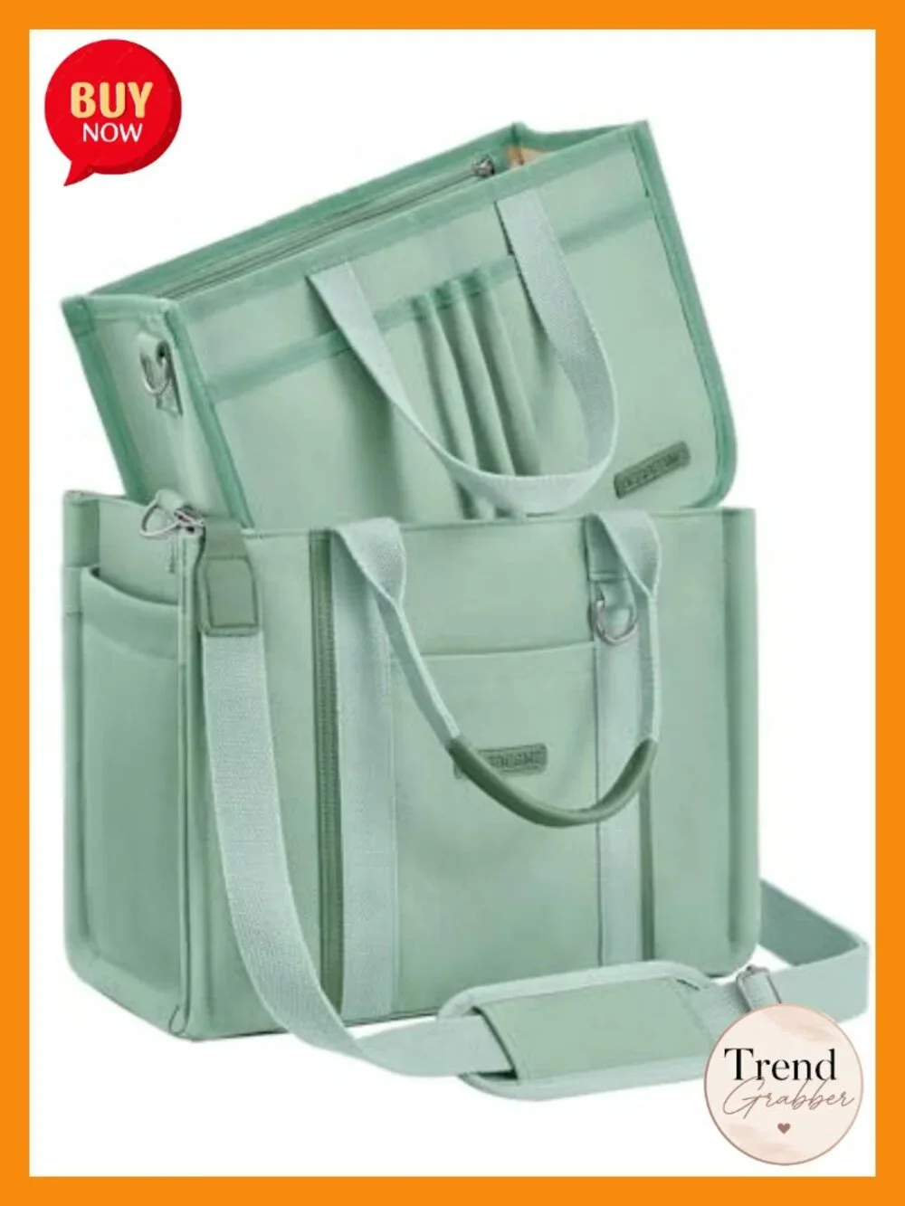 Canvas Tote Bag with Zipper and Compartments – Multi-Pocket Laptop Work